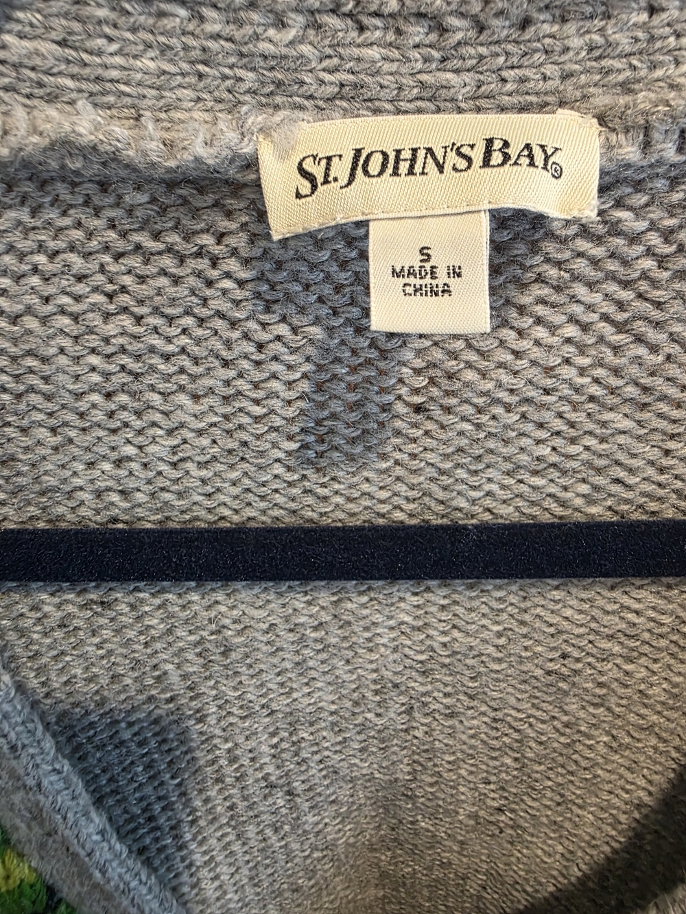 St. John's Bay Multicolor Fair Isle Cardigan - Pink, Green, Gray - Picture 3 of 5